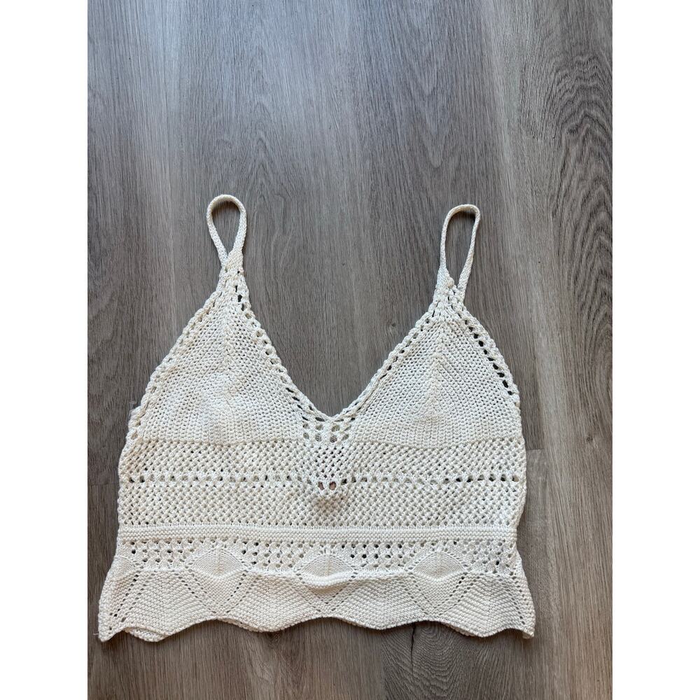 Anthropologie Pilcro Ivory "Crochet Scallop Hem Cami: Sweater Tank, Medium